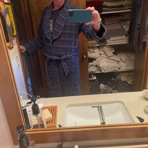 Vintage Men's High Sierra Navy Blue Heavyweight Terry Cloth Towel Robe